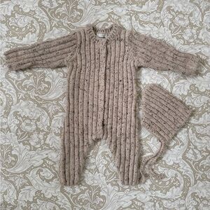 Zara Timeless Wool Knit 6-9 month Baby Bodysuit in Speckled Beige